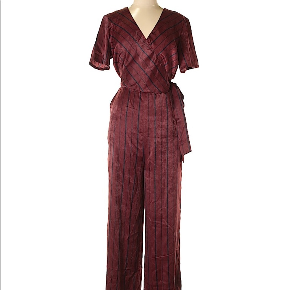 Burngundy Striped Jumpsuit
